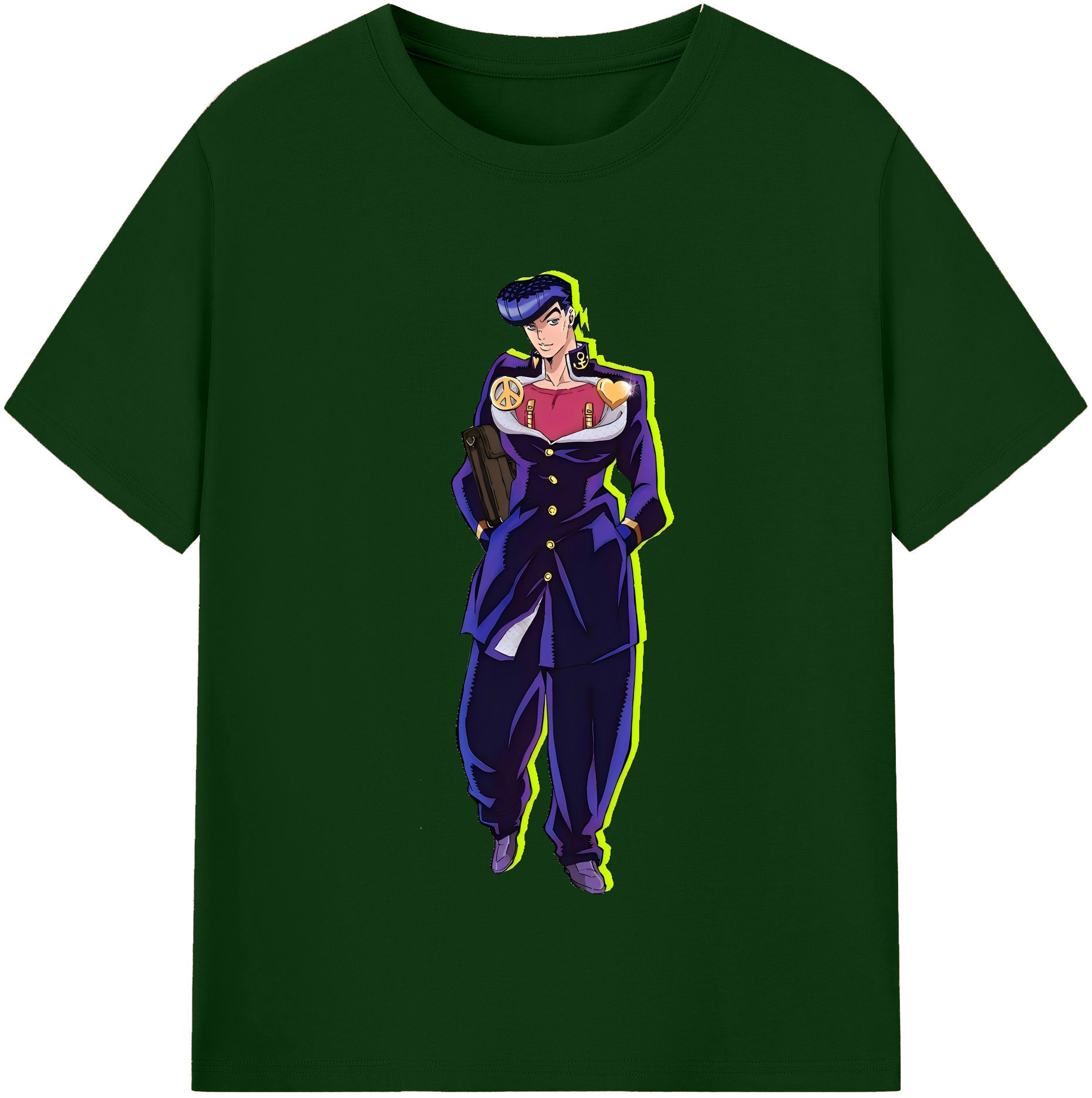 （画像用） ジョジョの奇妙な冒険 ひがしかた じょうすけ JoJo's Bizarre Adventure Higashikata Josuke 綿100％半袖Tシャツ（フロントプリント）